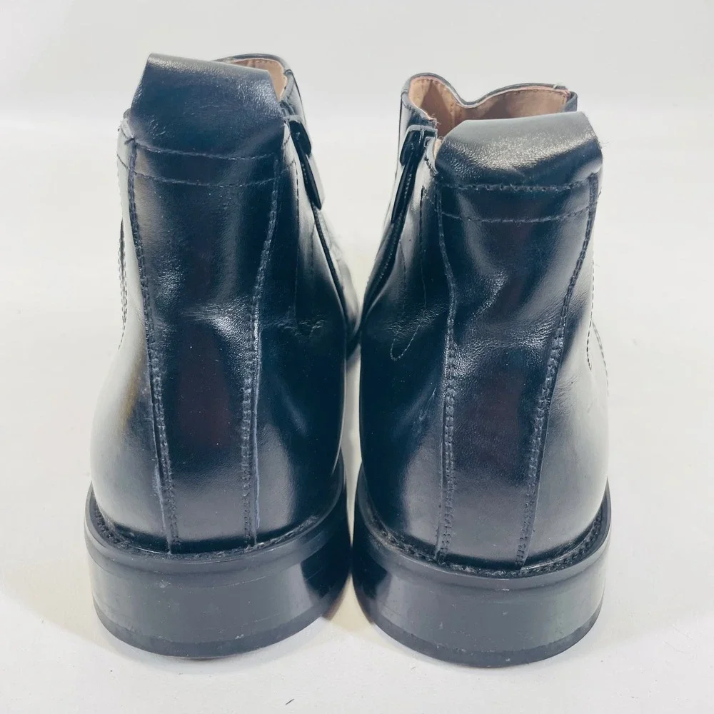 Stacy Adams Mens Black Leather Square Toe Side Zip Ankle Boots 24695-001 9.5M